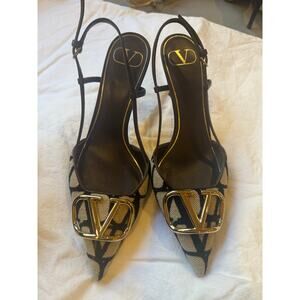 ✨ VALENTINO GARAVANI V-Logo Canvas Slingback Heels – Size 38